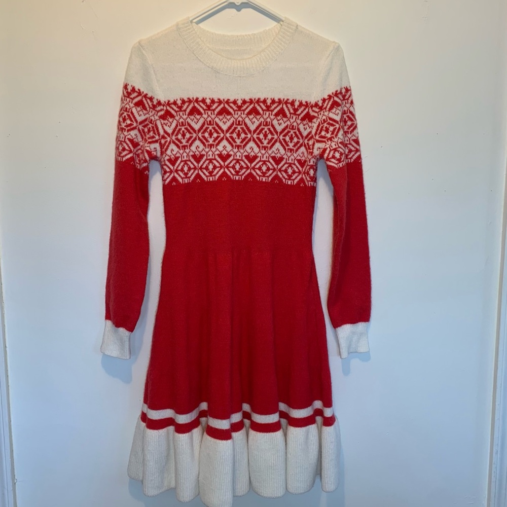 Mrs Clause Santa Fit & Flare Sweater Dress Large Christmas